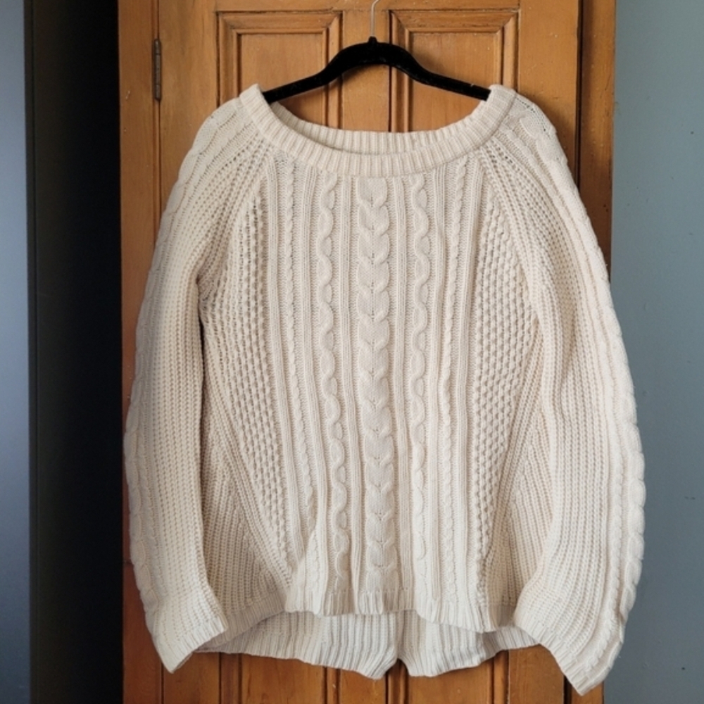 Brochu Walker Wool Cashmere Mixed Knit Cream Sweater Medium - Picture 2 of 11